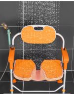 ⁦כסא רחצה מתקפל מאלומיניום עם פתח | דגם: לוגנו מתקפל (Lugano)⁩ – תמונה ⁦7⁩