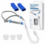 ⁦מסכת כריות אף CPAP אוניברסלית לדום נשימה בשינה – כולל רצועת ראש ו-3 זוגות סיפאפ סיליקון (S/M/L)⁩ – תמונה ⁦2⁩
