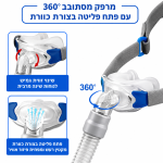 ⁦מסכת כריות אף CPAP אוניברסלית לדום נשימה בשינה – כולל רצועת ראש ו-3 זוגות סיפאפ סיליקון (S/M/L)⁩ – תמונה ⁦3⁩