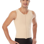 מחטב גינקומסטיה Gynecomastia ואפוד לחץ רפואי לגבר עם רוכסן לאחר ניתוח הקטנת חזה